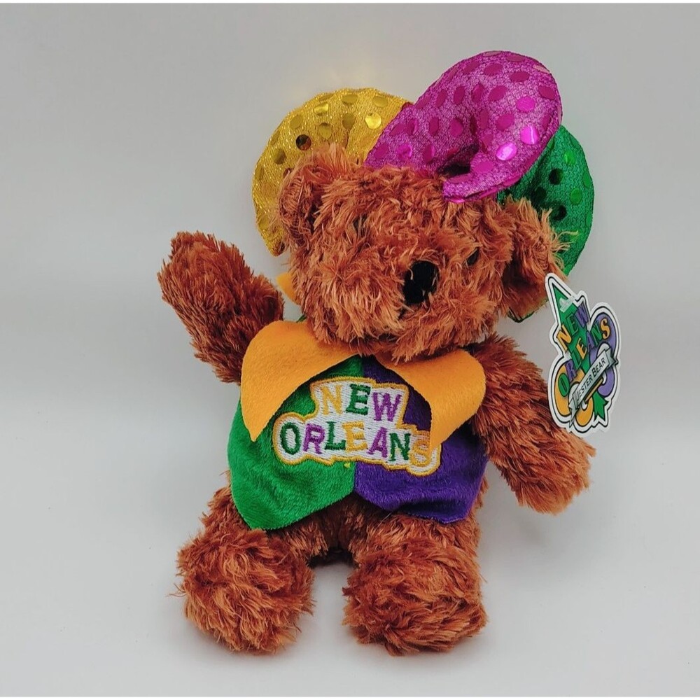 Bear  Mardi Gras green purple Jester Hat ZOONA 9” Plush RGU Group 2015